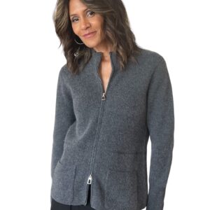 Double Zip Cardigan - Charcoal