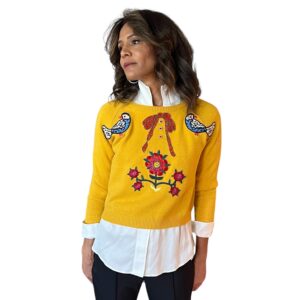 Lovebird embellished sweater - Sunkist