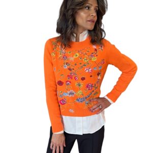 Floral embroidered sweater - Orange