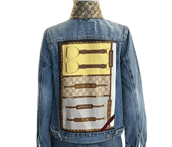 Chic creative denim embellished jacket