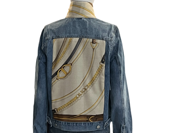 Chic creative denim embellished jacket