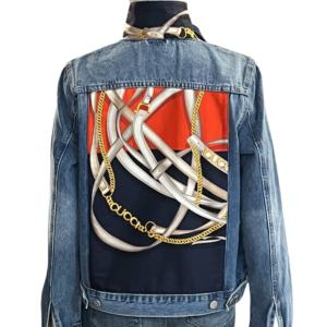 Chic creative denim embellished jacket